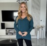 Rupy pulóver pávakék – Lezser, hosszú ujjú kötött pulóver – Innova Fashion